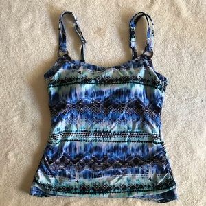 Croft&Barrow Blue,Black, and White Swimming Top